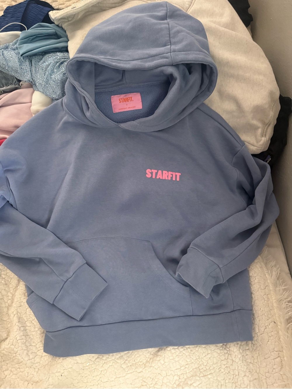 STARFIT Lavender Blue Hoodie with Pink Logo